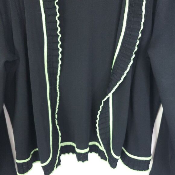 Ming Wang Sweater Womens M Acrylic Open Black Lime Trim Career Mature Modest - Picture 4 of 7